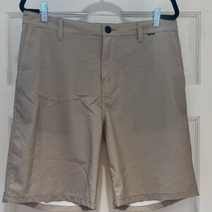 Hurley Men's Beige Striped Flat Front Shorts